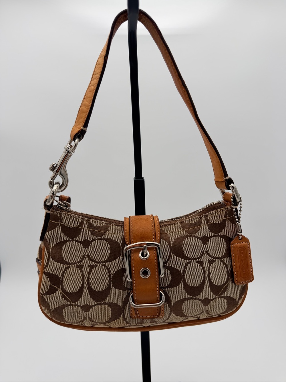 Coach SoHo Y2K Demi Baguette CC Signature Silver Hardware Shoulder Bag 6362